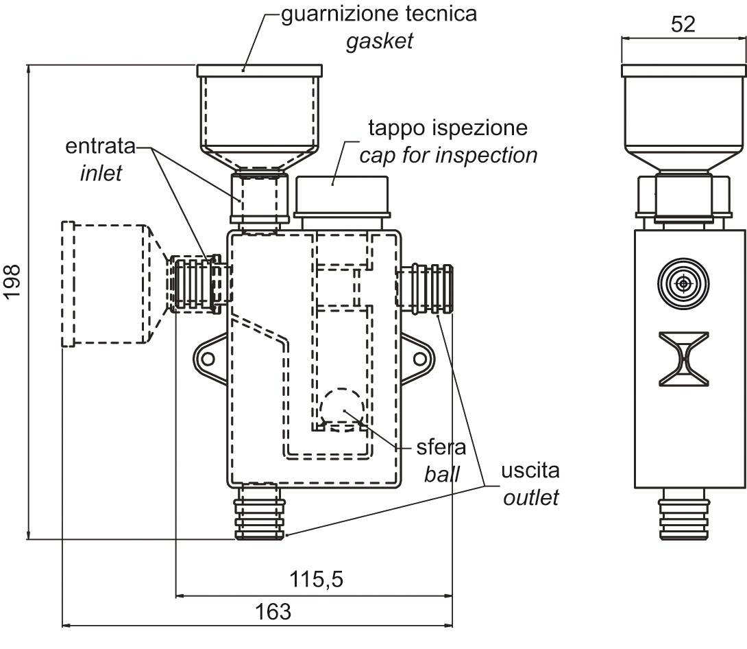 SIFONE ISPEZIONABILE SCARICO CONDENSA DOUBLE CON CASSETTA