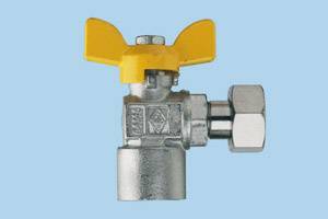 Rubinetto angolo gas F a farfalla e con GIRELLO 1/2"