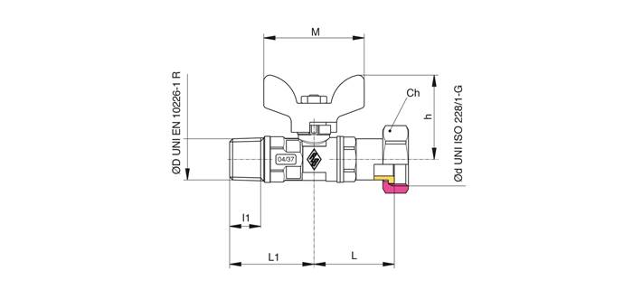 Rubinetto gas dritto M con farfalla e con GIRELLO