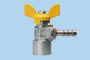 Rubinetto angolo F 1/2" a farfalla e con portagomma metano