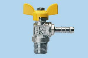 Rubinetto angolo F 1/2" a farfalla e con portagomma metano