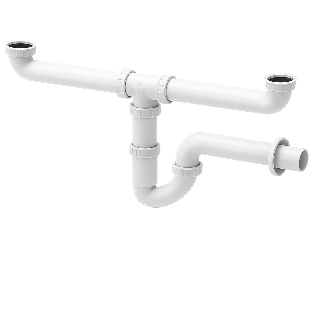 SIFONE A "U" AUTOPULENTE PER LAVELLI A DUE VASCHE ATTACCO 1" 1/2