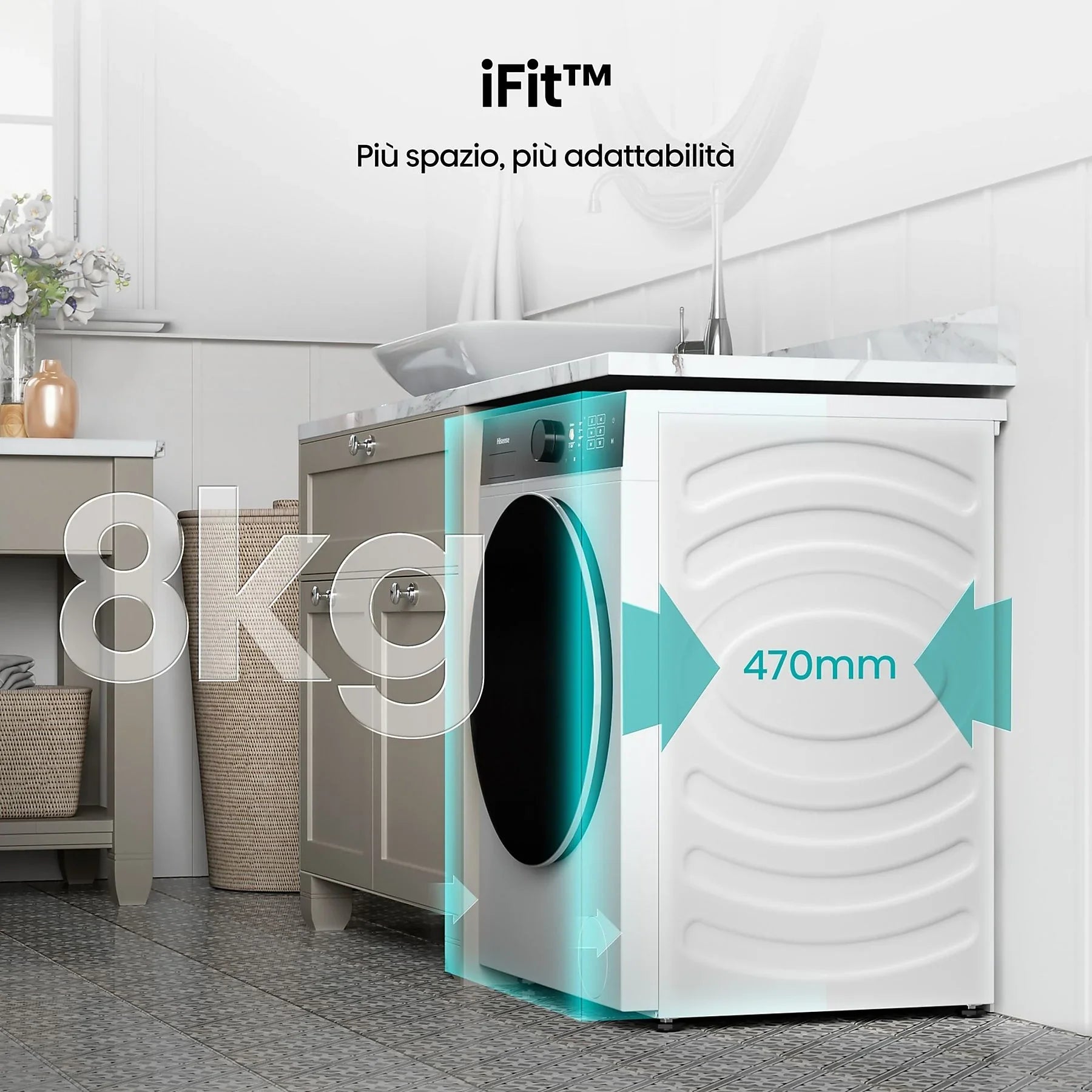 Lavatrice Libera Installazione Caricamento Frontale Hisense WF5I8043BWF 8 kg 1400 Giri/min Bianco Classe A