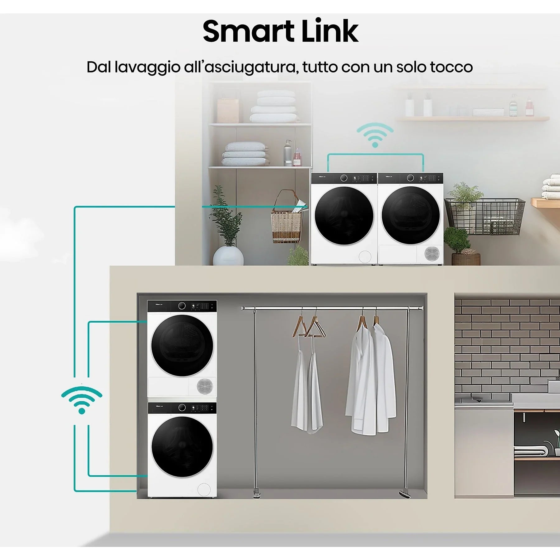Lavatrice Libera Installazione Caricamento Frontale Hisense WF5I8043BWF 8 kg 1400 Giri/min Bianco Classe A