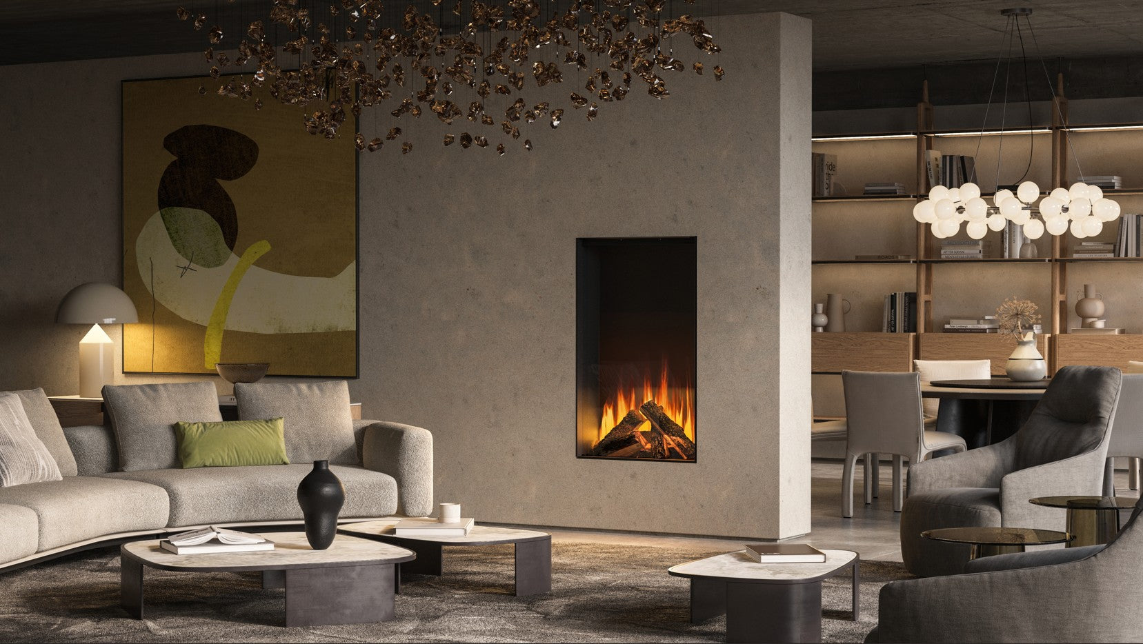 Camino Elettrico da Incasso MaisonFire Modello ALISA VERTICALE - Dimplex - distribuito da MaisonFire con Garanzia Italia