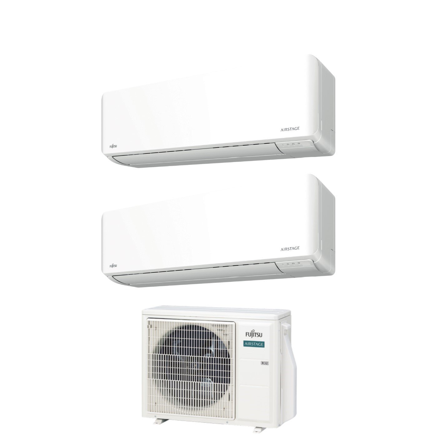 Condizionatore Climatizzatore Fujitsu Dual Split Inverter Serie KM R32 9000+12000 BTU Con AOEG14KBCA2 Wi-Fi
