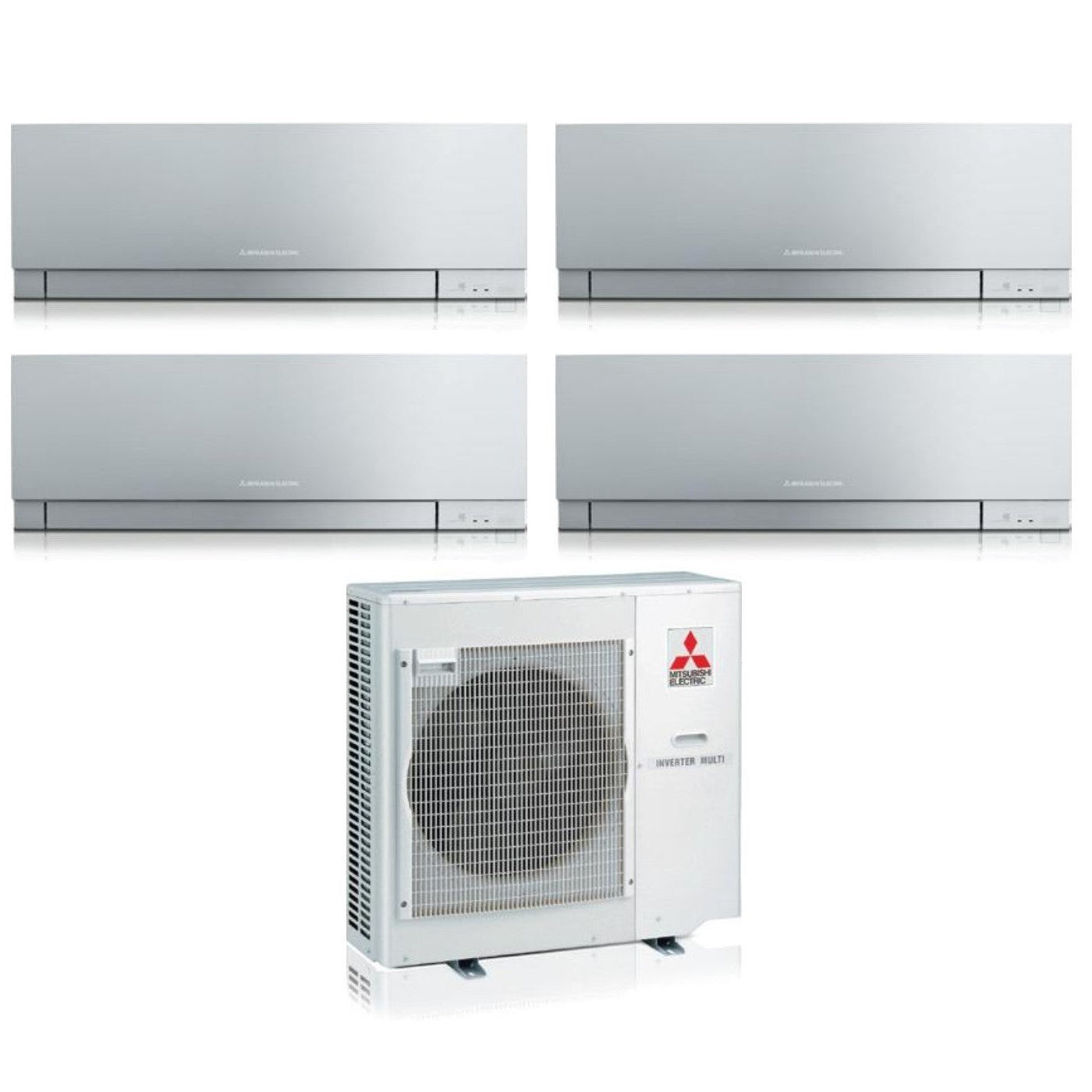 Condizionatore Climatizzatore Mitsubishi Electric Quadri Split Inverter Kirigamine Zen Silver R-32 9000+9000+9000+9000 Colore Argento con MXZ-4F72VF4 9+9+9+9