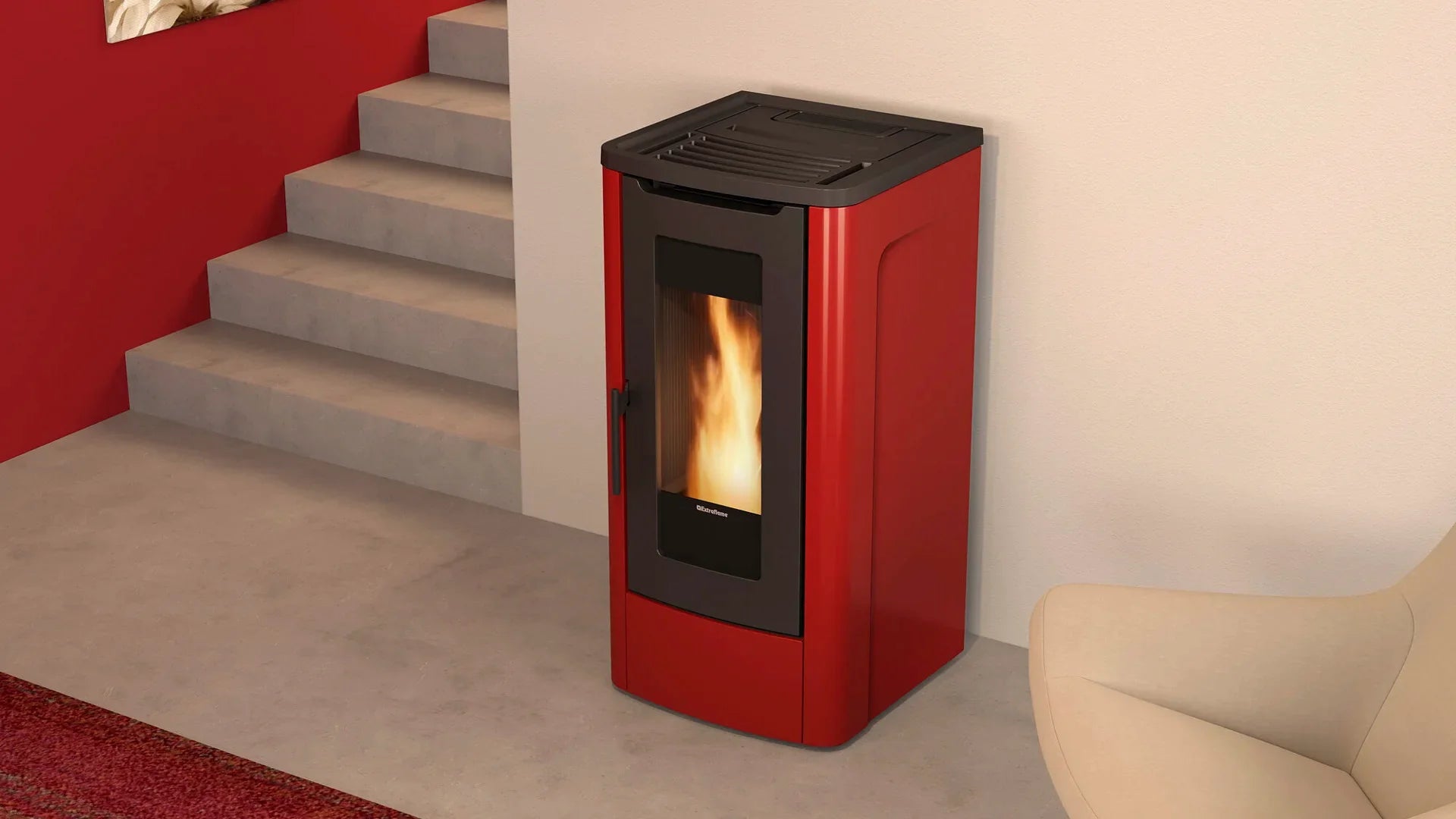Stufa A Pellet La Nordica Extraflame Modello DAHIANA 5.0 Da 10 kW Colore Bordeaux