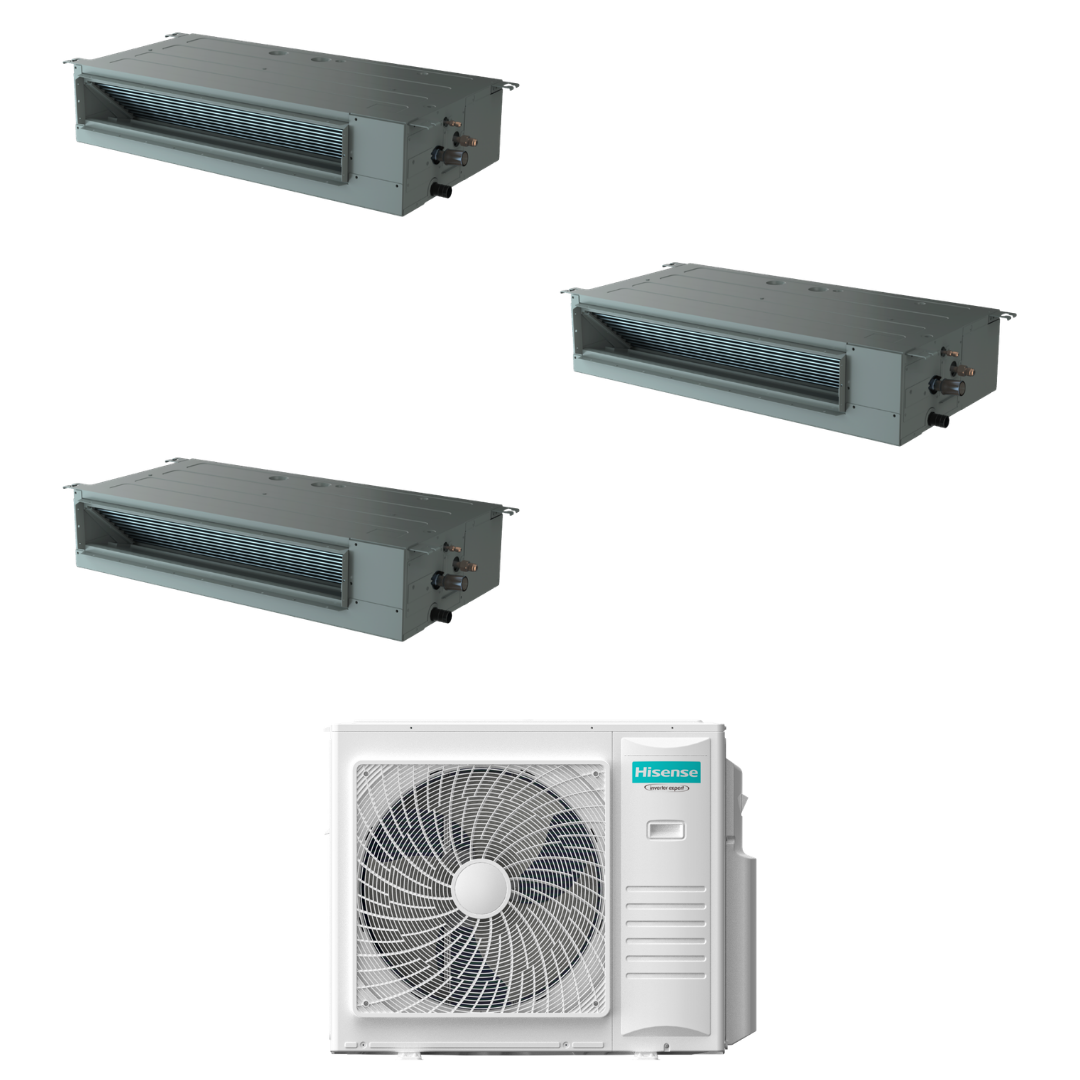 Condizionatore Climatizzatore Hisense Trial Split Inverter Canalizzato ADT 9000+9000+9000 Con 3AMW72U4RJC Wi-Fi Optional - Comando Incluso