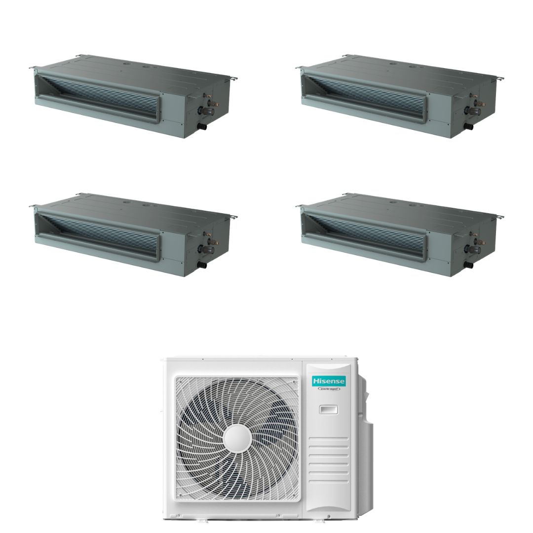 Condizionatore Climatizzatore Hisense Quadri Split Inverter Canalizzato ADT 9000+9000+9000+9000 Con 4AMW81U4RJC Wi-Fi Optional - Comando Incluso