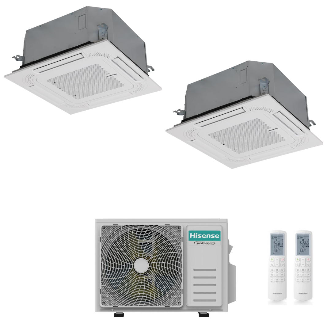 Condizionatore Climatizzatore Hisense Dual Split Inverter a Cassetta 9000+12000 Con 2AMW52U4RXC Wi-Fi Optional - Comando Incluso