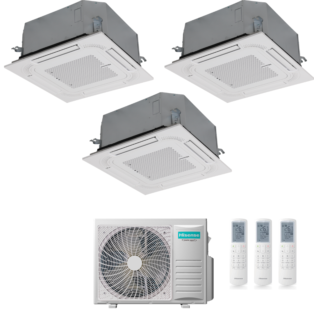 Condizionatore Climatizzatore Hisense Trial Split Inverter a Cassetta 9000+9000+9000 Con 3AMW62U4RJC Wi-Fi Optional - Comando Incluso