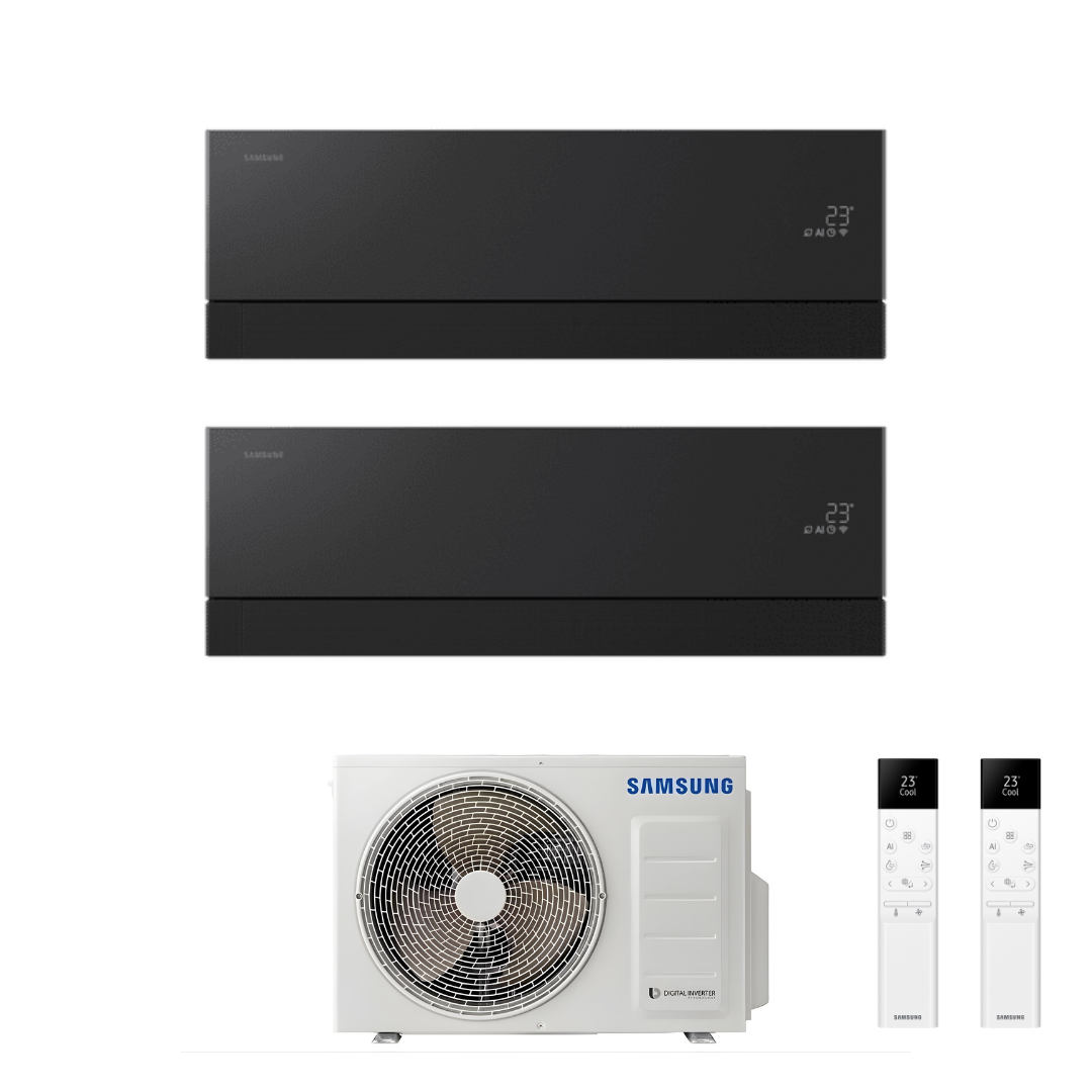 Condizionatore Climatizzatore Samsung Dual Split Inverter Windfree Première R-32 12000+12000 BTU Soapstone Charcoal Wi-Fi Integrato Con AJ050TXJ2KG/EU 12+12