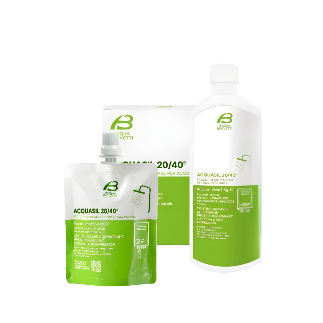 Acqua Brevetti Confezione 4 Ricariche Liquido Anticorrosivo e Antincrostante per Pompe Minidos ACQUASIL 20/40 250 gr. - Cod. PC200
