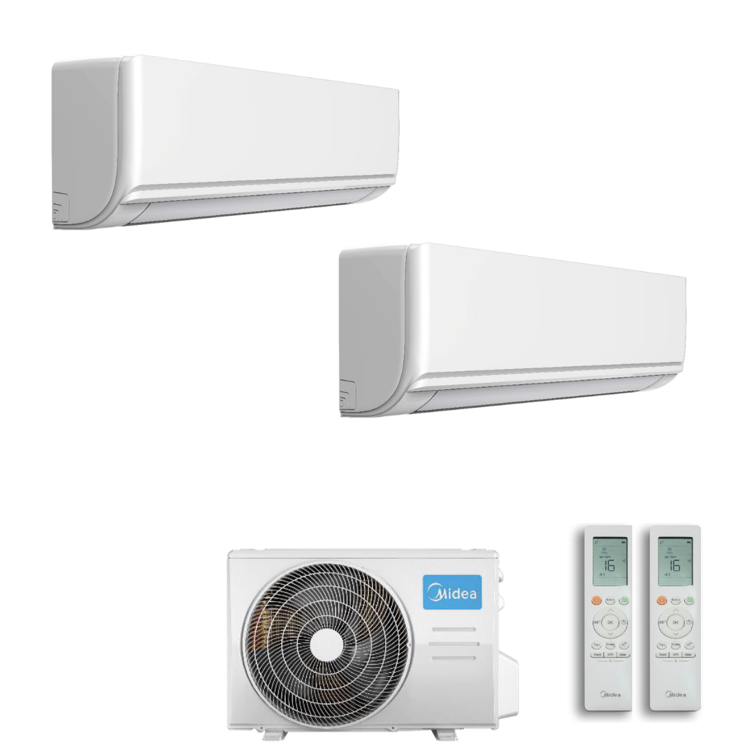 Condizionatore Climatizzatore Midea Dual Split Inverter Exclusive R-32 9000+12000 BTU Con M2OH-14HFN8-Q - Wi-Fi Incluso