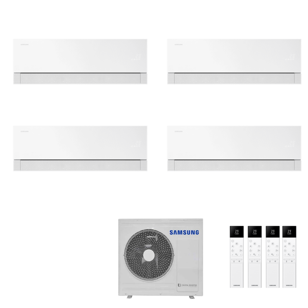 Condizionatore Climatizzatore Samsung Quadri Split Inverter Windfree Première R-32 7000+9000+12000+12000 BTU Essential White Wi-Fi Integrato Con AJ080TXJ4KG/EU 7+9+12+12