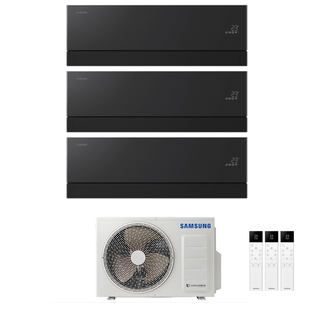 Condizionatore Climatizzatore Samsung Trial Split Inverter Windfree Première R-32 7000+7000+12000 BTU Soapstone Charcoal Wi-Fi Integrato Con AJ068TXJ3KG/EU 7+7+12
