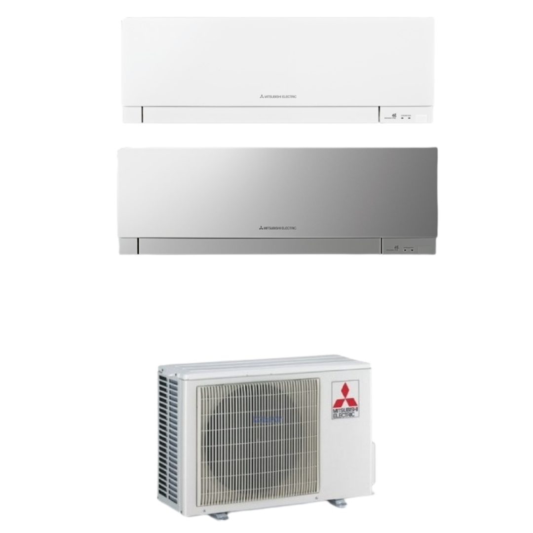 Condizionatore Climatizzatore Mitsubishi Electric Dual Split Inverter Kirigamine Zen Silver/White MSZ-EF R-32 12000+12000 Colore Argento Bianco con MXZ-2F53VF4 12+12 Wi-Fi Integrato