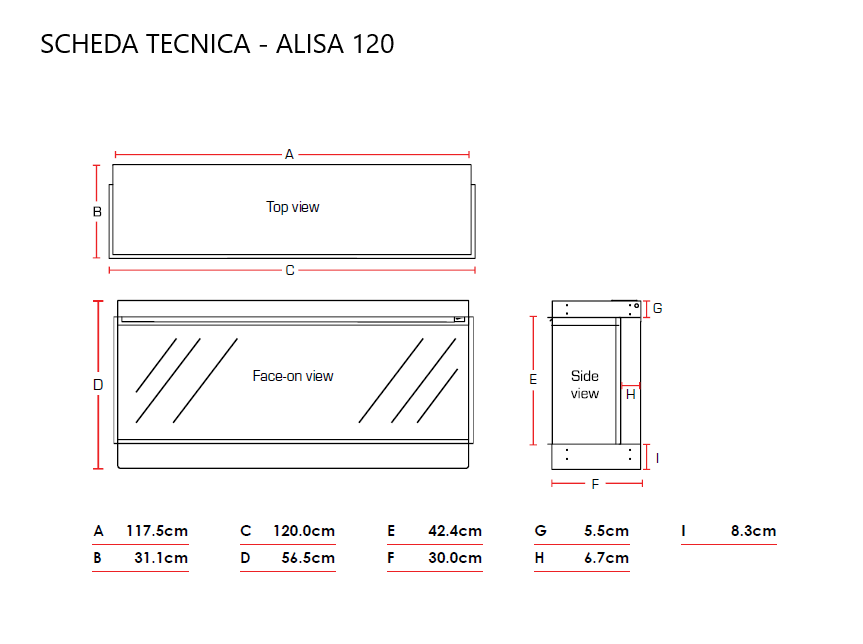 Camino Elettrico da Incasso MaisonFire Modello ALISA 120 - Dimplex - distribuito da MaisonFire con Garanzia Italia