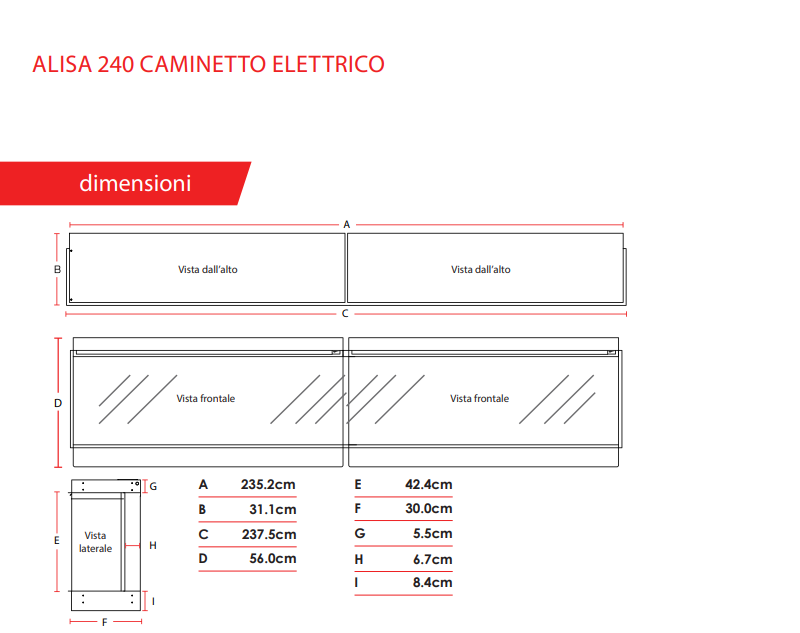 Camino Elettrico da Incasso MaisonFire Modello ALISA 240 - Dimplex - distribuito da MaisonFire con Garanzia Italia