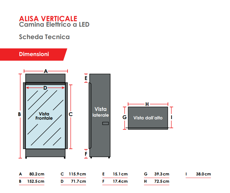 Camino Elettrico da Incasso MaisonFire Modello ALISA VERTICALE - Dimplex - distribuito da MaisonFire con Garanzia Italia