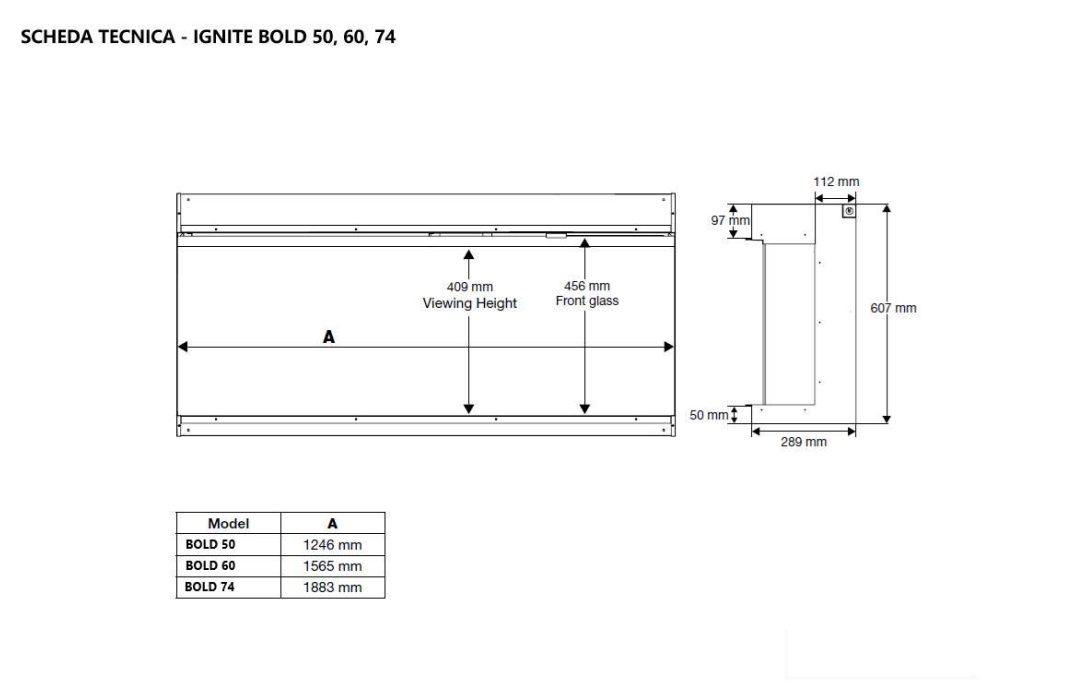 Camino Elettrico da Incasso MaisonFire Modello IGNITE BOLD 50 (125 cm) - Dimplex - distribuito da MaisonFire con Garanzia Italia
