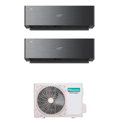 Condizionatore Climatizzatore Hisense Dual Split Inverter R-32 Serie Energy Pro X Black 12000+12000 BTU Con 2AMW52U4RXC Wi-Fi Integrato 12+12