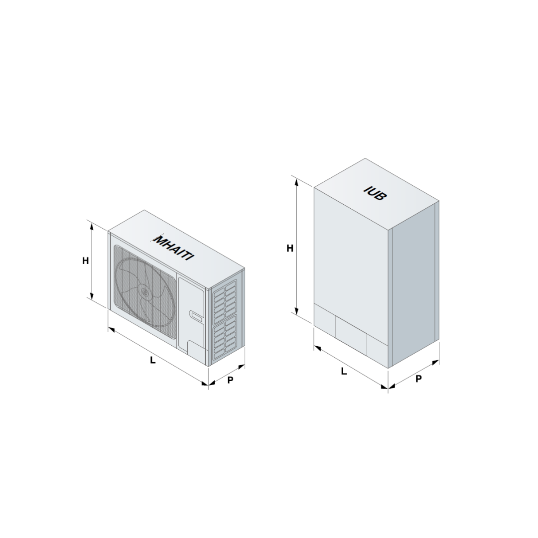 Pompa di Calore Aria/Acqua a Due Sezioni Inverter Rhoss Electa-Ecos-B 9,5 kW MHAITI 110 + IUB 10 R-32 A+++