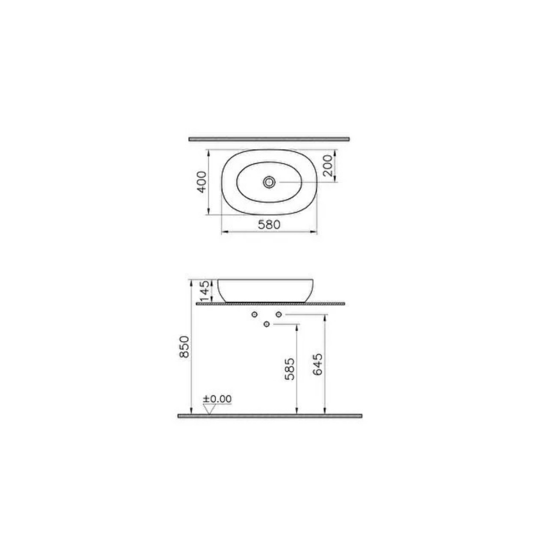VITRA Lavabo Ovale da Appoggio Serie Outline Modello Catino Oval - 60cm Cod. 5995B - Vari Colori