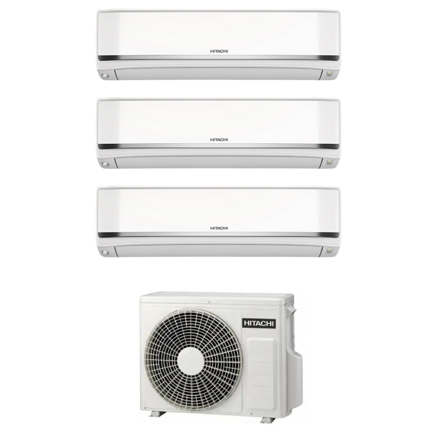 Condizionatore Climatizzatore Hitachi Trial Split Inverter AirHome 800 9000+9000+12000 BTU Con RAM-G55N3HA(B)E Wi-Fi Integrato 9+9+12