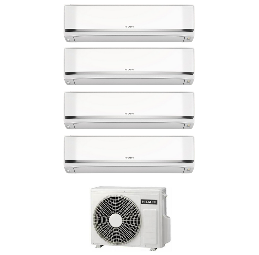 Condizionatore Climatizzatore Hitachi Quadri Split Inverter AirHome 800 9000+9000+9000+12000 BTU Con RAM-G70N4HA(B)E Wi-Fi Integrato 9+9+9+12