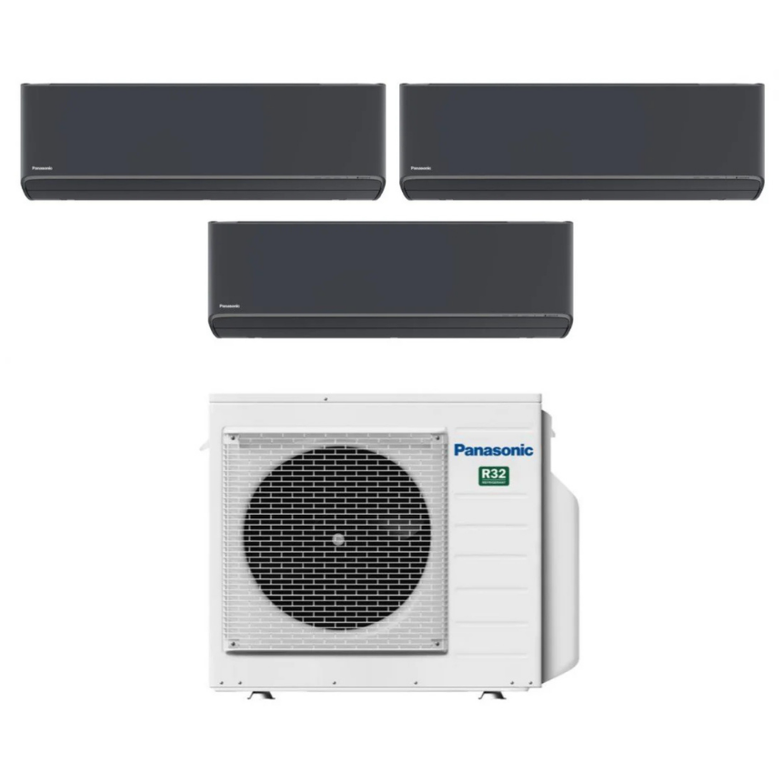 Condizionatore Climatizzatore Panasonic Trial Split Inverter Etherea Grigio Grafite R-32 9000+9000+15000 con CU-3Z68TBE Wi-Fi Integrato