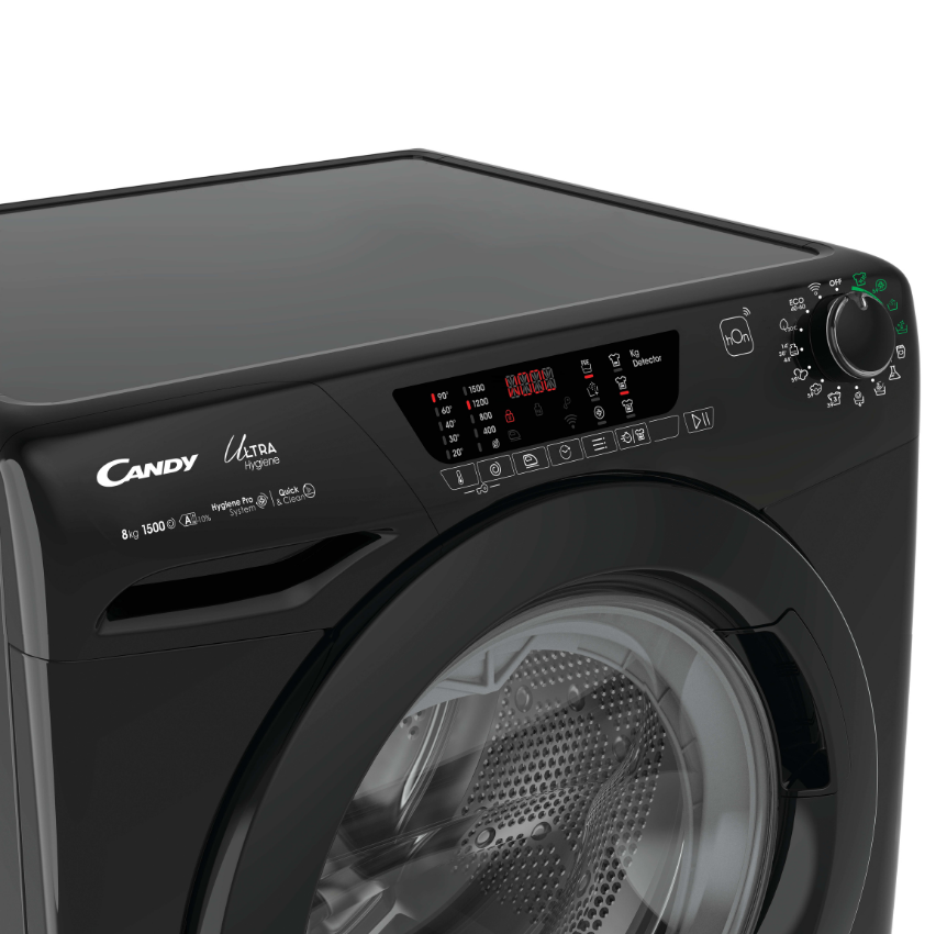 Lavatrice Libera Installazione Caricamento Frontale Candy Ultra Hygiene HE1584TWMBB6-S 8 kg 1500 Giri/min Nero Classe A