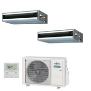 Condizionatore Climatizzatore Fujitsu Dual Split Canalizzato Bassa Prevalenza Serie KL R-32 9000+12000 BTU Con AOEG18KBCA2 Wi-Fi Optional