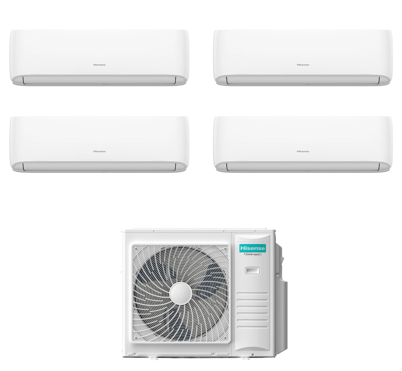 Condizionatore Climatizzatore Hisense Quadri Split Inverter R-32 Hi-Comfort 9000+9000+9000+12000 con 4AMW81U4RJC Wi-Fi Integrato 9+9+9+12