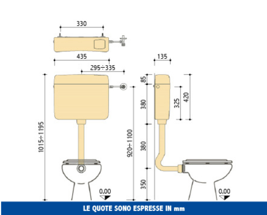 Cassetta Esterna Scarico Vaso Pucciplast Serie VIVA 9 L - Pulsante Unico Risciacquo-Stop Cod. 77000000