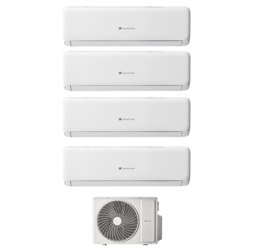 Condizionatore Climatizzatore Hermann Saunier Duval Quadri Split Inverter R-32 VivAir Lite 9000+9000+12000+18000 BTU Con SDH1-080MNA4O Wi-Fi Integrato
