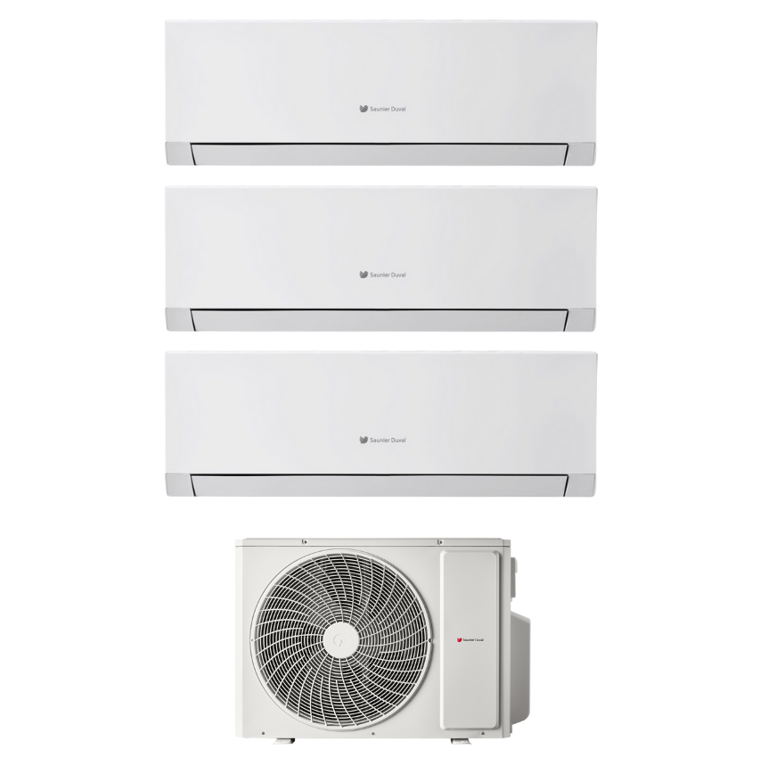 Condizionatore Climatizzatore Hermann Saunier Duval Trial Split Inverter R-32 VivAir Max 9000+12000+12000 BTU Con SDH1-070MNA3O Wi-Fi Integrato