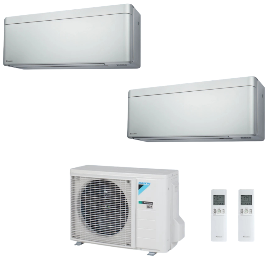 Condizionatore Climatizzatore Daikin Bluevolution Dual Split Inverter Stylish New Total Silver R-32 WI-FI 7000+12000 Con 2MXM40A