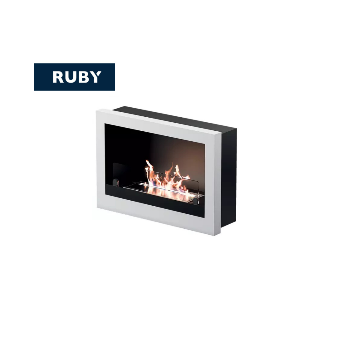 TECNOAIR SYSTEM Camino a Bioetanolo Ruby Da Parete Modello TREVISO Da 2,5 kW - Colore Bianco