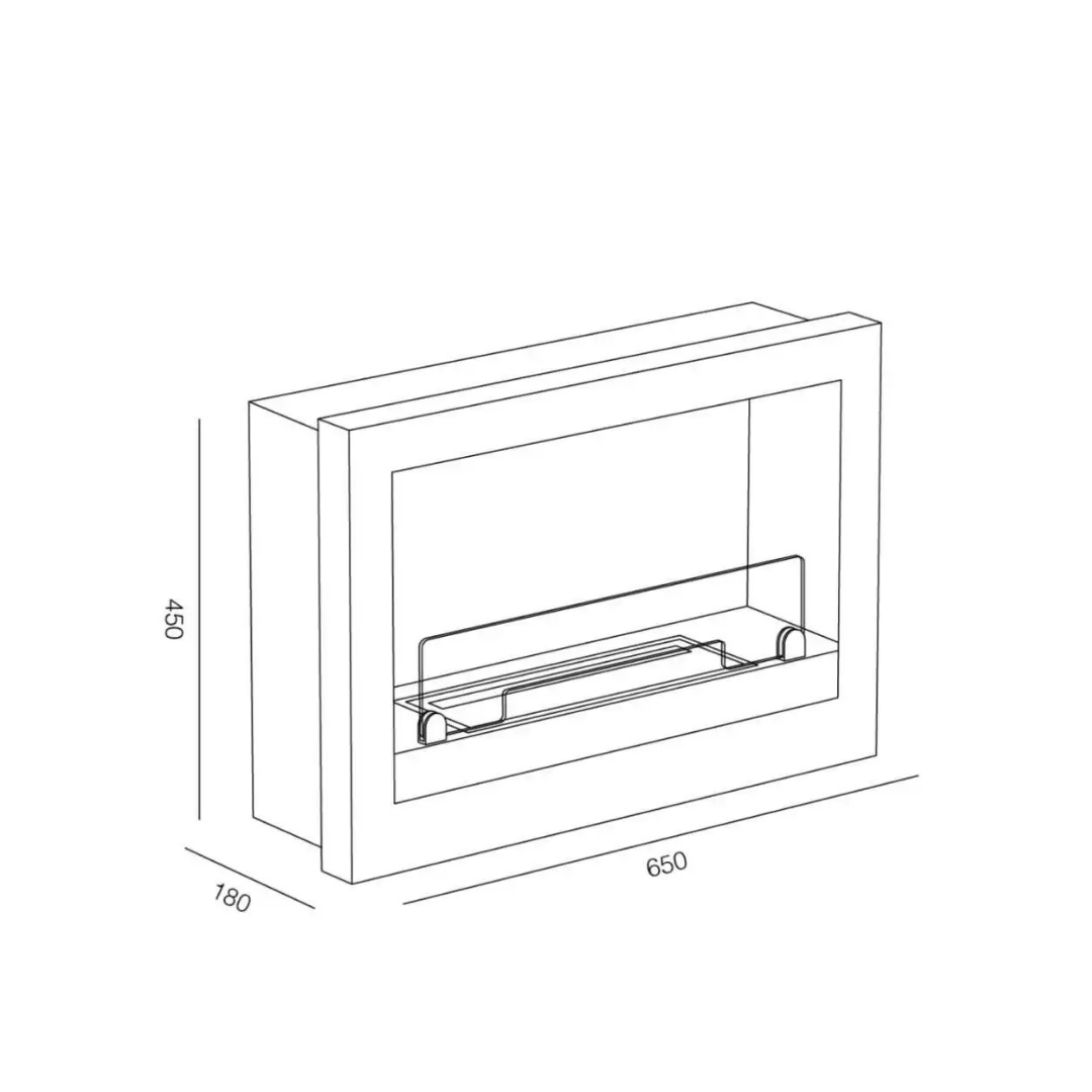 TECNOAIR SYSTEM Camino a Bioetanolo Ruby Da Parete Modello TREVISO Da 2,5 kW - Colore Bianco