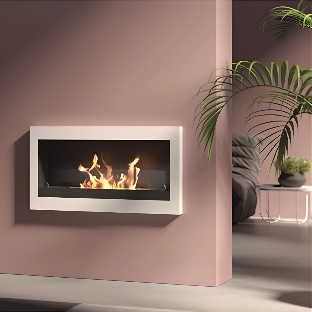 TECNOAIR SYSTEM Camino a Bioetanolo Ruby Da Parete Modello VERONA Da 3,0 kW - Colore Bianco