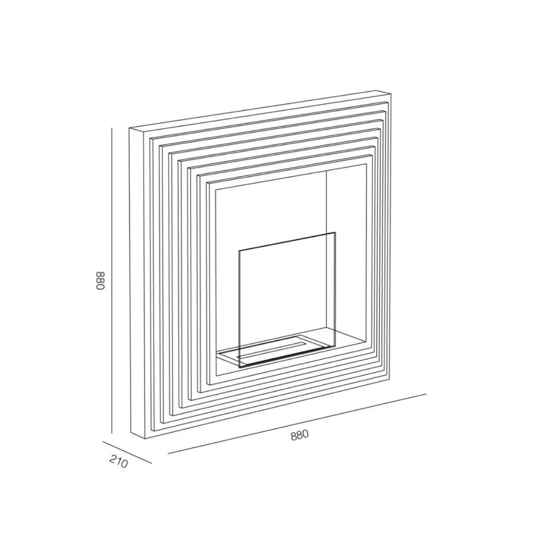 TECNOAIR SYSTEM Camino a Bioetanolo Ruby Da Parete Modello ELYSIUM Da 2,5 kW - Colore Nero
