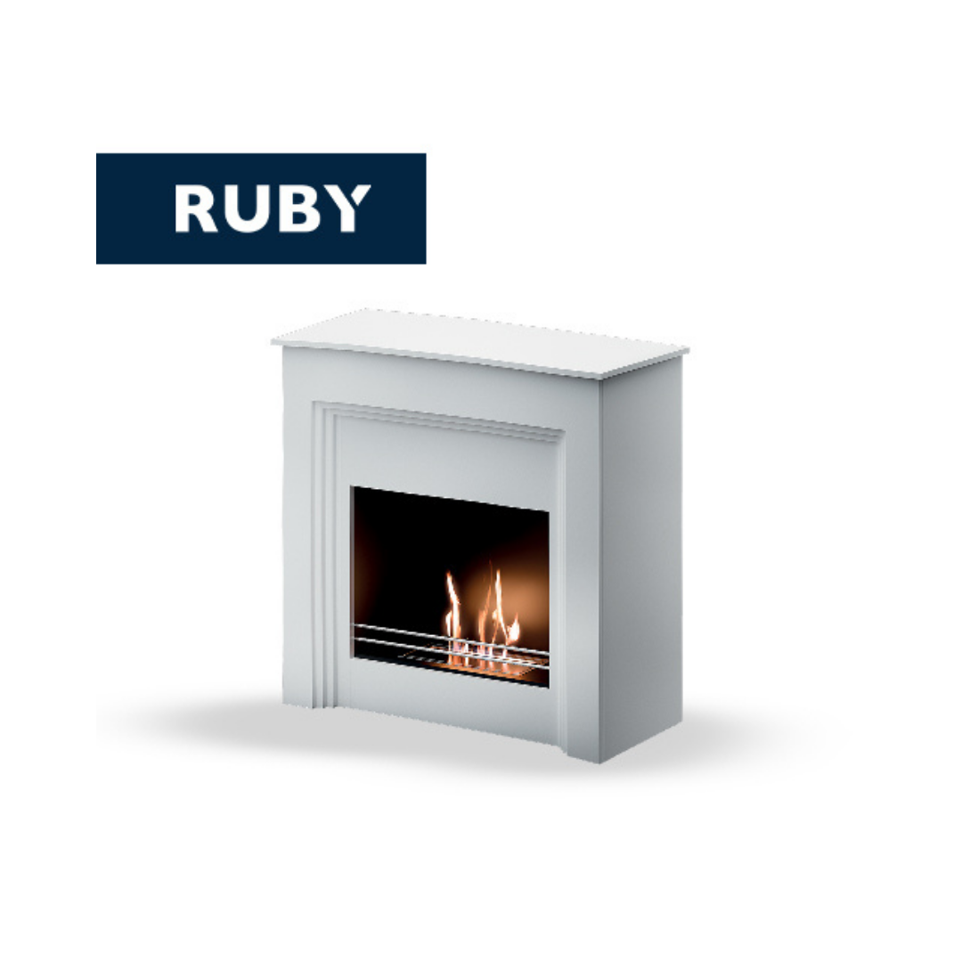 TECNOAIR SYSTEM Camino a Bioetanolo Ruby da Pavimento Modello CONEGLIANO Da 2,5 kW - Colore Bianco