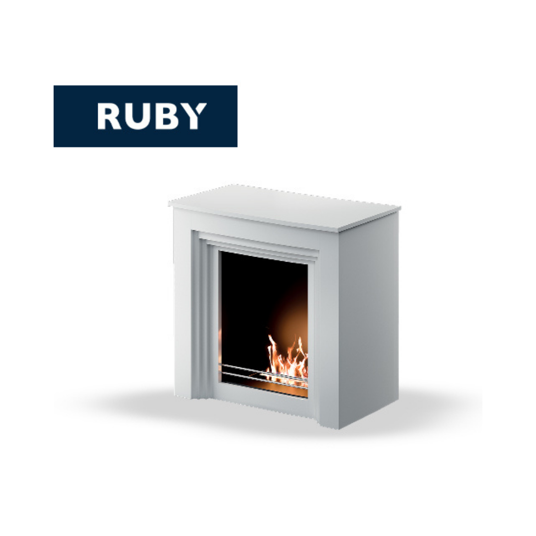 TECNOAIR SYSTEM Camino a Bioetanolo Ruby da Pavimento Modello FALCADE Da 2,0 kW - Colore Bianco