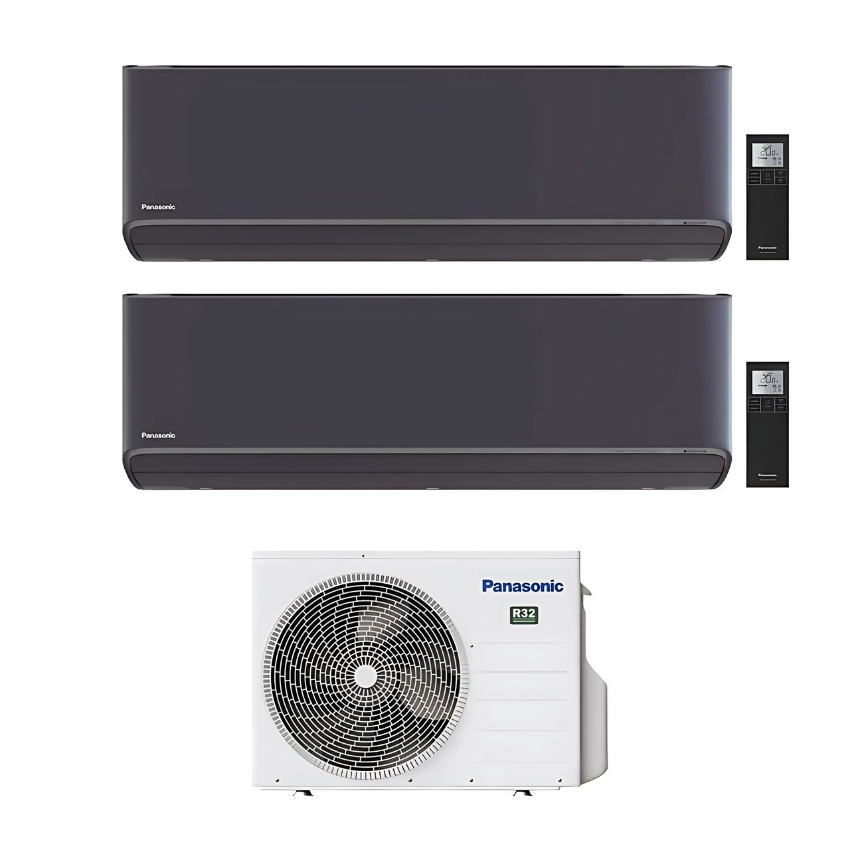 Condizionatore Climatizzatore Panasonic Dual Split Inverter Etherea Grigio Grafite R-32 9000+12000 con CU-2Z50TBE Wi-Fi Integrato