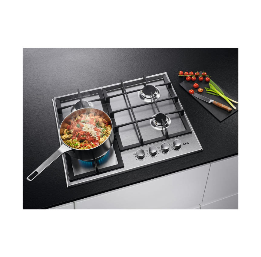 Piano Cottura a Gas Da Incasso AEG Serie 3000 HGB64400SM Slim Line 60 cm