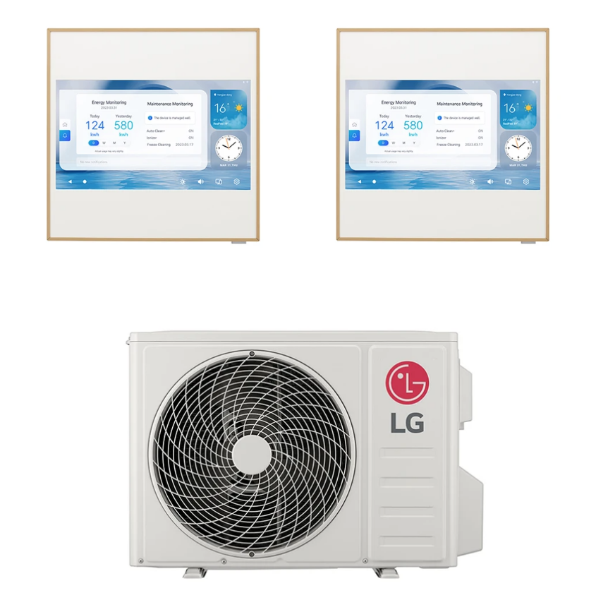 Condizionatore Climatizzatore LG Dual Split Inverter R-32 Artcool Gallery LCD 9000+12000 Btu con MU2R17 Wi-Fi Integrato
