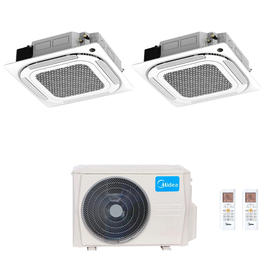 Condizionatore Climatizzatore Midea Cassetta 4 Vie Slim Dual Split  R-32 12000+12000 BTU Con M3OA-27HFN8-Q