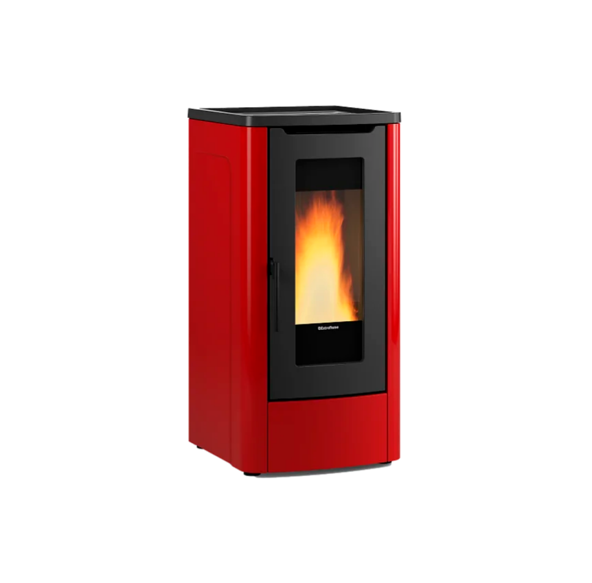 Stufa A Pellet La Nordica Extraflame Modello DAHIANA 5.0 Da 10 kW Colore Bordeaux
